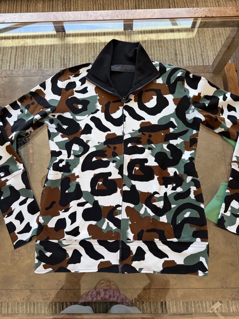 Norma Kamali Multicolor Camo Zip-Up Jacket